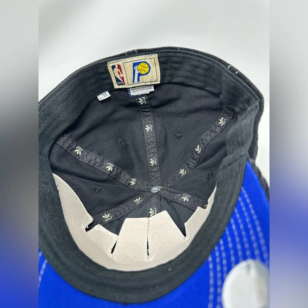 Indiana Pacers NBA Adidas Fitted Corduroy Hat L/XL Navy Blue White‎ Stitch